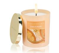 COCORRÍNA Bougie Parfumée En Cire De Soja 140g, Lemon & Pomelo, 31h De Combustion, Mèche En Coton, Bougie Naturelle Cadeau Femme Homme, Idéale Pour Noël Et Anniversaire
