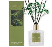 COCORRÍNA Diffuseur de Parfum 200ml avec 8 Bâtons, Eucalyptus & Moss, Huiles Essentielles Naturelles pour Un Parfum Durable et Rafraîchissant, Parfum D'intérieur pour Salon, Chambre