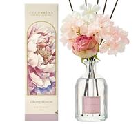 COCORRÍNA Fleur Diffuseur Parfum Maison 250ml avec 8 Diffuseur Bâtonnets, Cherry Blossom, Batonnets Diffuseur Parfum, Reed Diffuseur pour Salle de Bain étagère Décoration