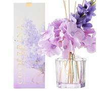 COCORRÍNA Fleur Diffuseur Parfum Maison, Ambre Violet 250ml avec 8 Diffuseur Bâtonnets diffuseur de Parfum, Batonnets Diffuseur Parfum, Reed Diffuseur pour Salle de Bain étagère décoration