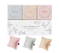 Cocorrína Sachet Parfumé pour penderie- Rose Santal/Lin Propre/Lotus Blanc Scented Sachet, désodorisant pour Voiture Sachets pour tiroirs et armoires Parfum d'ambiance(3 pièces)