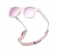 COCOSAND Lunettes de soleil flexibles pour bébé avec sangle polarisée protection UV pour nourrisson nouveau-né garçon fille âge 0-24 mois, Blanc brillant avec lentille rose, X-Small