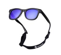 COCOSAND Lunettes de soleil flexibles pour bébé avec sangle polarisée Protection UV pour tout-petits nouveau-nés garçons Grils âge 0-24 mois, Noir avec lentille bleue, X-Small