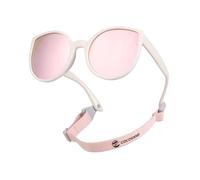 COCOSAND Lunettes de soleil polarisées avec sangle UV400 œil de chat pour bébé fille de 3 à 24 mois, Blanc brillant, X-Small (Age 0-2)