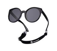 COCOSAND Lunettes de soleil polarisées avec sangle UV400 œil de chat pour bébé fille de 3 à 24 mois, Noir brillant, X-Small (Age 0-2)