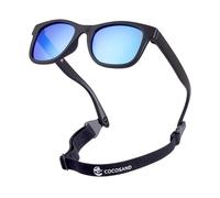 COCOSAND Lunettes de soleil polarisées flexibles pour bébé avec sangle protection UV pour enfant fille garçon âge 0-24 mois, Noir mat avec lentille bleue, X-Small