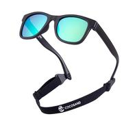 COCOSAND Lunettes de soleil polarisées flexibles pour bébé avec sangle protection UV pour enfant fille garçon âge 0-24 mois, Noir mat avec lentille verte, X-Small