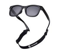 COCOSAND Lunettes de soleil pour bébé avec sangle flexible carrée Protection UV400 pour tout-petits garçons filles âge 0-24 mois, Noir, XS