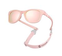 COCOSAND Lunettes de soleil pour bébé avec sangle Protection UV Monture carrée flexible pour nouveau-né 0-12 mois, Rose mat, X-Small