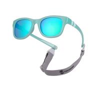 COCOSAND Lunettes de soleil pour bébé avec sangle Protection UV Monture carrée flexible pour nouveau-né 0-12 mois, Vert gelé avec verres verts, X-Small