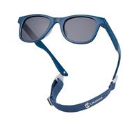 COCOSAND Lunettes de soleil pour enfants avec sangle polarisée et monture flexible en silicone souple pour tout-petits garçons filles âgés de 2 à 6 ans, Bleu avec lentille grise, Small
