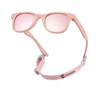 COCOSAND Lunettes de soleil pour enfants avec sangle polarisée et monture flexible en silicone souple pour tout-petits garçons filles âgés de 2 à 6 ans, Rose avec lentille rose, Small