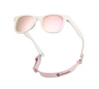 COCOSAND Lunettes de soleil pour enfants avec sangle polarisée et monture flexible en silicone souple pour tout-petits garçons filles âgés de 2 à 6 ans, Blanc avec lentille rose, Small