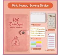 Cocosity A6 Budget Binder 100 enveloppes monnaie du défi d'épargne Budget Binder Pu En cuir couverture avec bureau pack ROSE