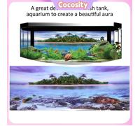 Cocosity Affiche pour aquarium Affiche Adhésive Effet 3D Représentant Un Cocotier Et Une Plage animalerie artificielle 91 * 50cm