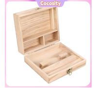 Cocosity Box cachette avec plateau roulant Boîte De Rangement Avec Plateau Roulant 4 Compartiments Stockage Sûr En Bois pour pipe