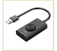 Cocosity Carte son externe pour ordinateur SC2 USB Sound Card External Headphone Desktop PC Notebook Audio Converter Vo son Noir