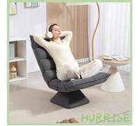 Cocosity Fauteuil Relax Fauteuil Salon Design Capitonné Inclinaison Dossier Réglable Pivotant 360° Revêtement Lin Gris Chiné