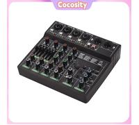 Cocosity Mixer audio Console de mélange audio mélangeur à 6 canaux avec 256 effets 48V Phantom Power for musique accordeur Noir