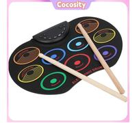 Cocosity Pad de batterie électronique Tambour électronique Portable Rouleau à La Main Pour instruments drum Couleur arc-en-ciel