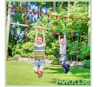 Cocosity Parcours D'Obstacles Ninja Pour Enfants 30 Accessoires Et Sac De Transport 10 M De Slackline Bleu Noir Rouge