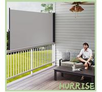 Cocosity Store Latéral Brise-Vue Paravent Rétractable Dim. 3L X 1,40H M Alu. Polyester Anti-Uv Haute Densité 180 G/M² Gris