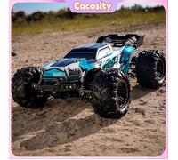 Cocosity voiture télécommandée RC 2,4 GHz 70 km / h à haute vitesse 1/16 hors route RC Trucks sans balais 2 batterie - Blue