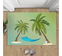 Cocotier Tapis Naturel Hamac VégétalPetits Tapis Vert Minimaliste 50x80 Rug Cocotier Rug Tapis Antidérapant Lavable en Machine pour Zones à Fort Trafic