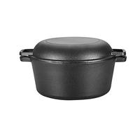Cocotte à induction - En fonte - Petite cocotte ronde avec couvercle - Casserole en fonte - Avec deux poignées - Noir mat
