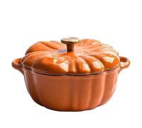 Cocotte à La Citrouille, Marmite En Fonte avec Couvercle, Cocotte En Fonte éMailléE En Forme De Citrouille CréAtive pour RagoûT, CuisinièRe à Feu Ouvert pour Camping(Color:20cm Round Pot Knob)