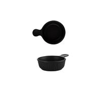 Cocotte Assiette à salade créative en céramique avec poignée, idéale for la cuisson au four des dim sum et autres gourmandises.(Black)