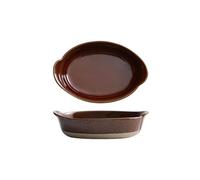 Cocotte Assiette à salade créative en céramique double oreille, style rétro japonais, for fromage, riz cuit au four, ustensile rectangulaire grossière, 500 ml Cuisine(Blanc)