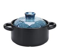 Cocotte avec couvercle sur coffre-fort, doubles poignées, for gaz(Blue,1.5L)