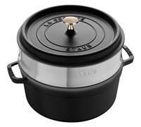 Staub La Cocotte avec panier vapeur 26 cm, Rond(e), Noir mat, Fonte