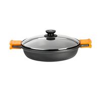 Cocotte basse en fonte d'aluminium 24 cm avec couvercle efficace 6 mm