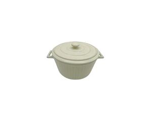 Cocotte Blanche rayée avec couvercle 17,5 x 9,5 cm Haute Température Four Pour Petits Plats