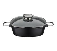 GSW 414579 Gourmet Granit Plat carré en aluminium et verre Noir 28 x 28 cm