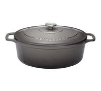 Cocotte ovale 31 cm chasseur gris caviar interieur noir - Chasseur - Gris - Fonte émaillée noir G
