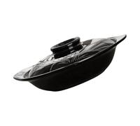 Cocotte Chinoise en Argile Naturelle avec Couvercle, Cuisson Flamme Vive | Intérieur Non Émaillé, Forme Basse en Terre Cuite, pour Sautés et Viandes Braisées, la Cuisine Familiale ou Restaurant