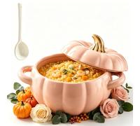 Cocotte Citrouille En Céramique,Marmite Citrouille Halloween Design | Casserole Citrouille Pour Four & Micro-Ondes,Cuisson Homogène,Couvercle étanche Pour Mijotés,Compatible Lave-Vaisselle
