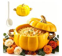 Cocotte Citrouille En Céramique,Marmite Citrouille Halloween Design | Casserole Citrouille Pour Four & Micro-Ondes,Cuisson Homogène,Couvercle étanche Pour Mijotés,Compatible Lave-Vaisselle