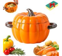 Cocotte Citrouille Marmite Citrouilles Casserole Forme Citrouille, Marmite Citrouilles avec Couvercle Décorative pour Mijoter Rôtir et Idéale Cuisine Familiale Automne Halloween (Orange,Grand)