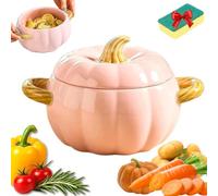 Cocotte Citrouille Marmite Citrouilles Casserole Forme Citrouille, Marmite Citrouilles avec Couvercle Décorative pour Mijoter Rôtir et Idéale Cuisine Familiale Automne Halloween (Rose,Petit)