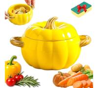 Cocotte Citrouille Marmite Citrouilles Casserole Forme Citrouille, Marmite Citrouilles avec Couvercle Décorative pour Mijoter Rôtir et Idéale Cuisine Familiale Automne Halloween (Jaune,Petit)