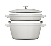 Staub Ensemble cocottes empilables 2 pièces – fonte – truffe blanche
