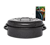 Cocotte en acier émaillé + livre de recette, roaster - 8l - graniteware