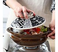 Cocotte en argile, marmite céramique, ustensiles de cuisine, cocotte, terre cuite japonaise, cuiseur à riz, avec couvercle, résistante la chaleur imprimée, soupe