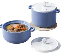 Cocotte en céramique avec couvercle, casserole en argile haute température, passe au four pour rôtir et cuire lentement, en grès résistant aux fissures, pour les dîners de famille et les