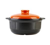 Cocotte en céramique avec couvercle, cocotte ronde couverte, poêles à lasagnes avec couvercle pour la cuisine, plat de cuisson avec couvercle pour le dîner, la cuisine, glaçage réactif (2,2 l) orange