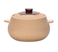 Cocotte en céramique avec couvercle, marmite en argile, marmite ronde en argile avec double poignée, résistante à la chaleur et au froid for les fêtes de famille et les voyages(Beige,4L)